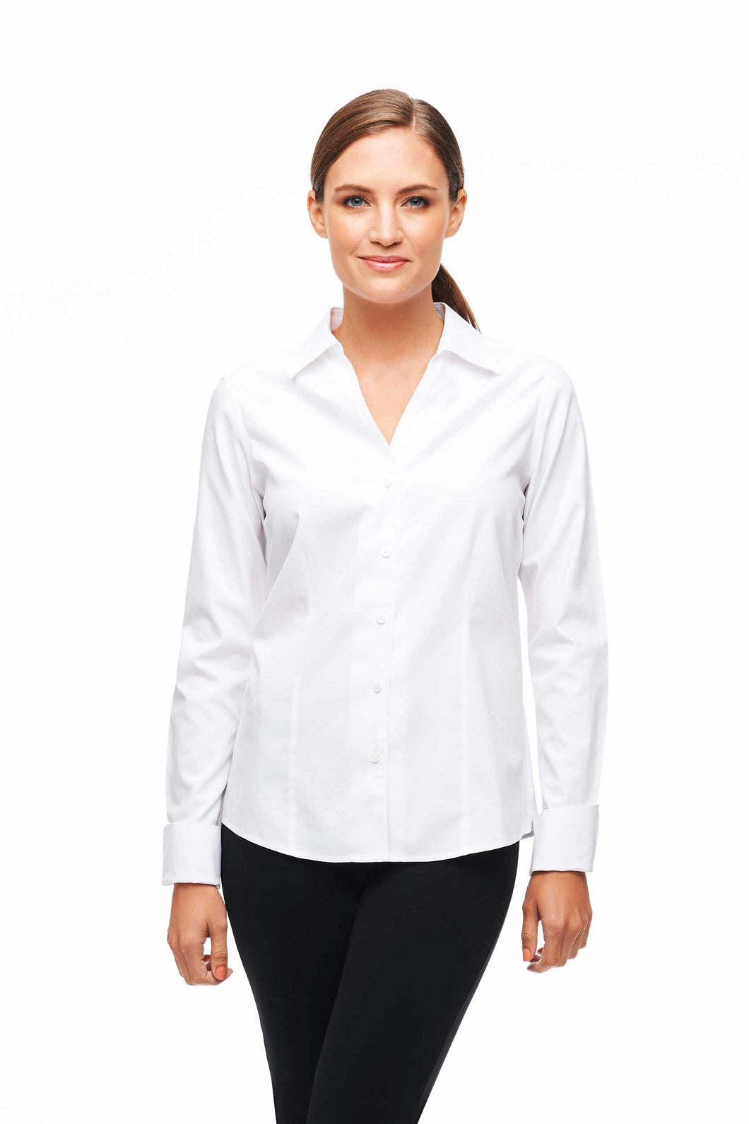 Foxcroft - Lauren Button Up Top WHITE 8